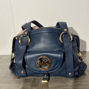 Michael Kors Shoulder Bag Navy Pebble Leather